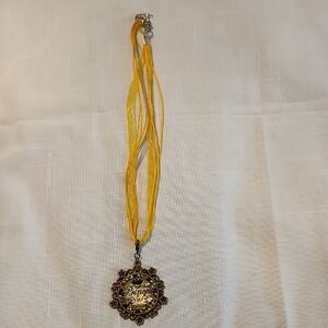Yellow Ribbon Necklace with Pendant
